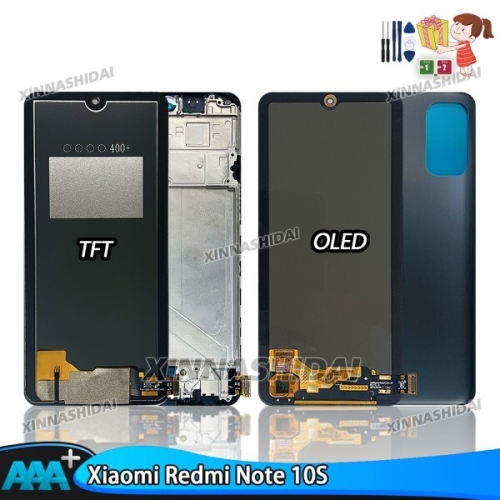 Redmi Note 10S 디스플레이 터치 스크린 용 M2101K7BNY Lcd Redmi Note 10 4G 용 프레임