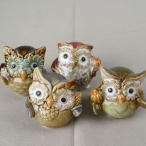 디에스몰 미니어처 부엉이 소품세트 4p  도자기인형 미니어처