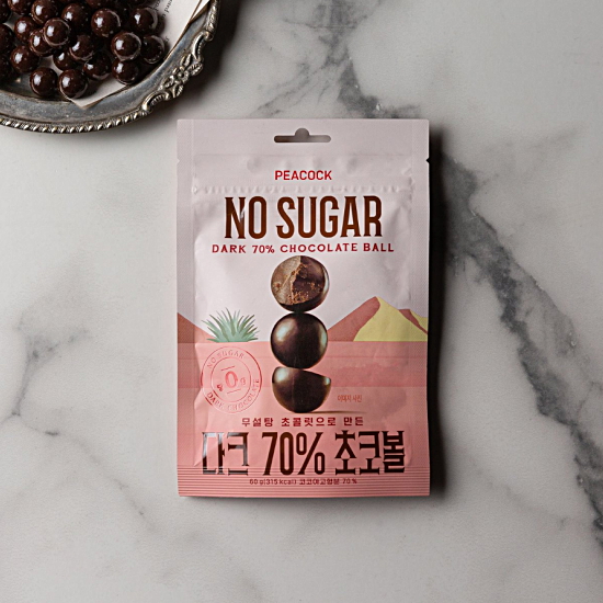 이마트 피코크 무설탕 초콜릿으로 만든 다크 70% 초코볼 60g (1개)_이미지