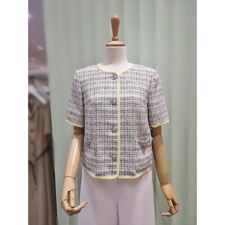 나이스클랍 배색 브레이드 반팔 자켓 N242MWJ418_이미지