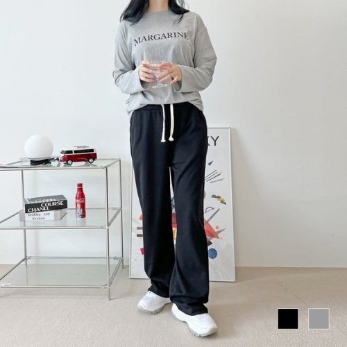 셀러허브 글로버 여자 무지 면 와이드 통바지 SD 220996 와이드팬츠_이미지