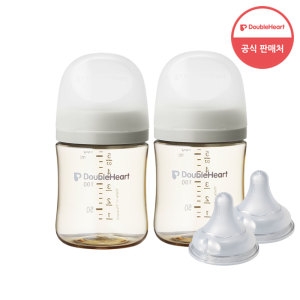 더블하트 3세대 160ml 모먼트 트윈팩 젖병4개/노꼭지 +젖꼭지4개_이미지