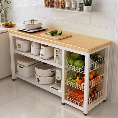 SeekFun 3단 수납 선반 렌지대 수납장 1200