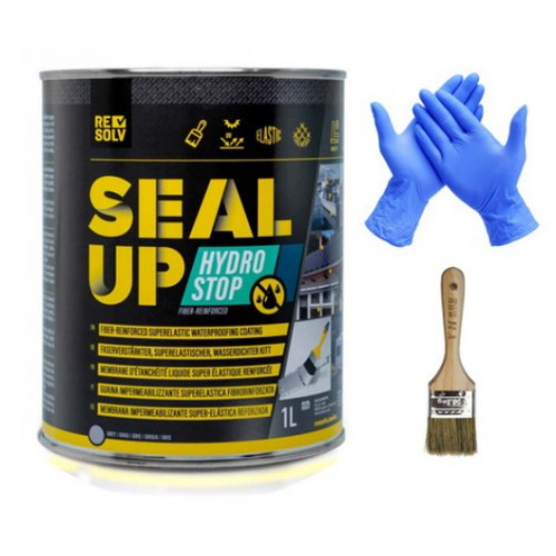 원씰 씰업 하이드로스탑 방수제 + 니트릴장갑 + 붓 (1L)_이미지