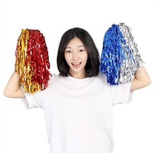 새로이벤트 응원수술 풍성한 40g 반짝이 메탈 폼폼 고리 낱개 1개