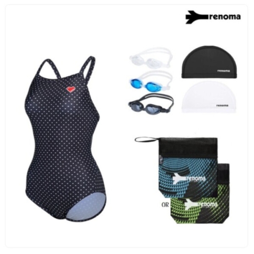 레노마 수영복 수영복 여성 하트 X백 실내수영복 LS2G811 수경수모셑트
