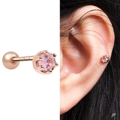 셀러허브 14K 골드필드 핀 핑크 큐빅 포인트 피어싱 S32621162_이미지