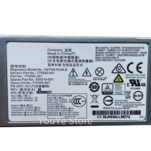 HP DL20 160 G9 900W 전원 공급 장치 용 775595-B21 HSTNS-PL48 B_이미지