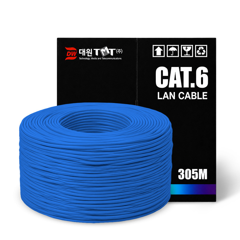 대원TMT CAT.6 UTP 랜케이블 박스 (블루, 305m)_이미지