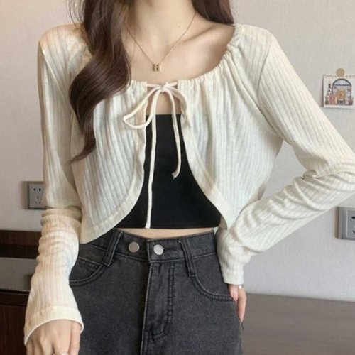오노마 ONM 여자 여름 데이트 룩 크롭 볼레로 스트링 가디건 코디 27754357_이미지