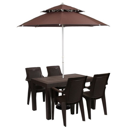 원터치 파라솔 라탄 테이블 74120 의자 세트