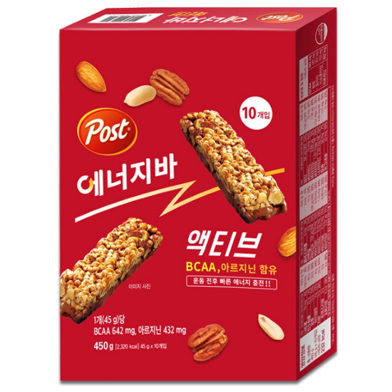 동서식품 포스트 에너지바 액티브 10개입 450g (1개)