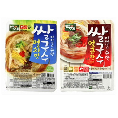 백제 쌀국수 멸치맛 92g+얼큰한맛 90g (10개)