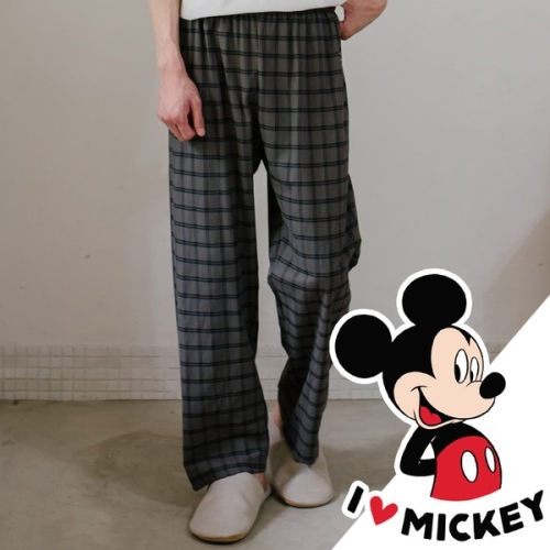 알콩단잠 미키마우스잠옷 남자수면바지 디즈니파자마 원마일웨어 겨울 기모면 9부 체크_이미지