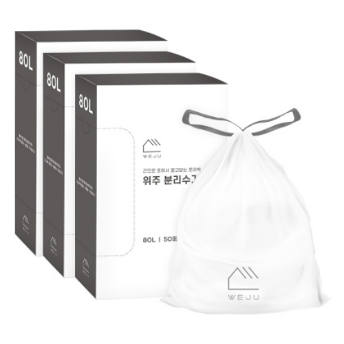 아이에스컴퍼니 위주 ㅤ쪼이백 분리수거 비닐봉투 80L 50매 (3개)_이미지