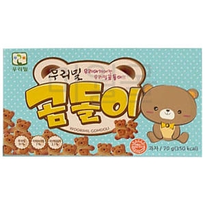 우리밀 곰돌이 과자 70g x10개 아이 영양간식 우리밀쿠키
