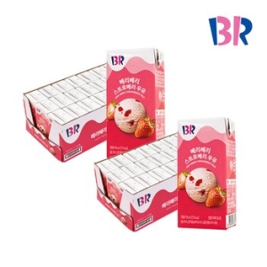 배스킨라빈스 베리베리 스트로베리 멸균우유 190ml (48개)_이미지