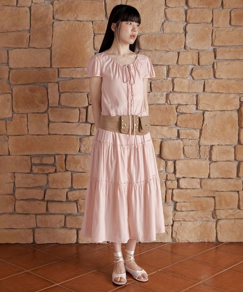 ���� ������ CELITAILS FRILL BUTTON LONG DRESS_LIGHT PINK CE2536OP003MLP 374237