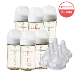 더블하트 모유실감 3세대 PPSU 베이직 240ml (젖병 6개 + 젖꼭지 6개)
