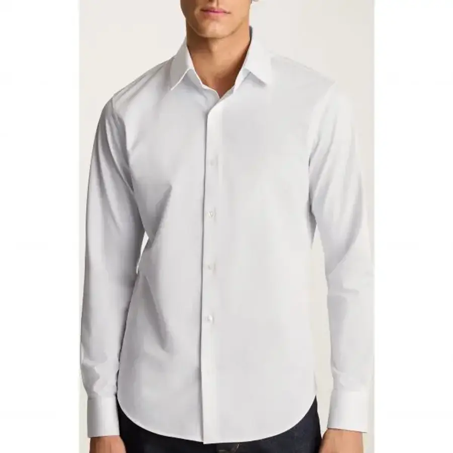 Bonobos 보노 테크 솔리드 화이트 퍼포먼스 코튼 블렌드 피케 버튼 업 셔츠 7559655