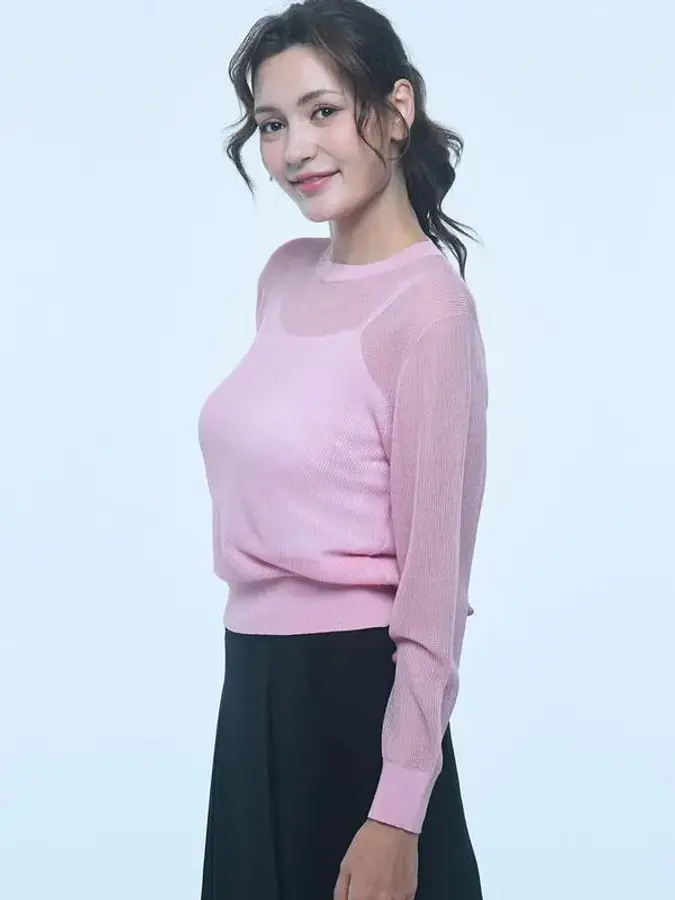 롱슬리브 크루넥 풀오버 UFKKCN214N-PINK