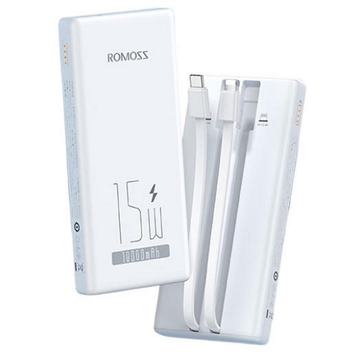 ROMOSS 듀얼 케이블 일체형 보조배터리 PRC10 10000mAh_이미지