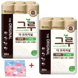 그루 더 오리지널 30m (30롤)*2팩 + 여행용티슈 40매*2팩 세트