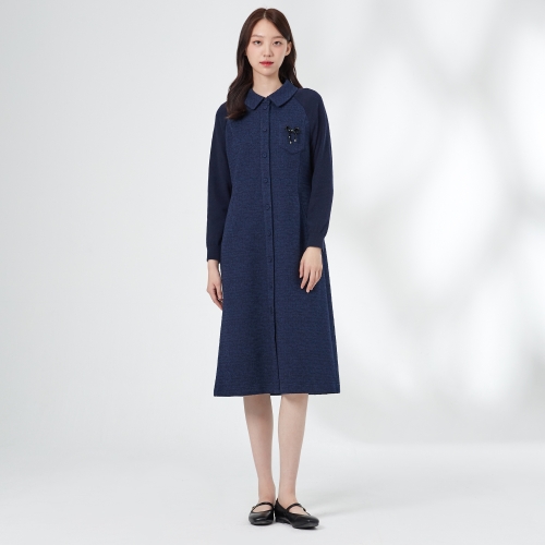 기비 배색 니트 원피스 리본 브로치 GY25A1FRD5837