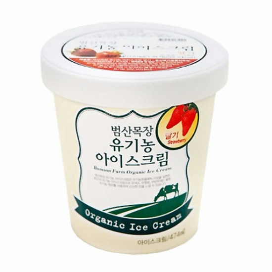 범산목장 유기농 아이스크림 딸기 474ml (1개)