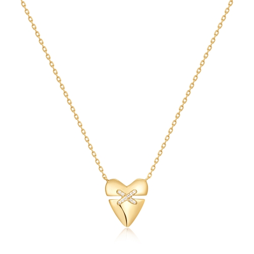 아니아하이에 31일출고 츄 착용 하트 키스 파베 925 실버 목걸이 N057-02G_이미지