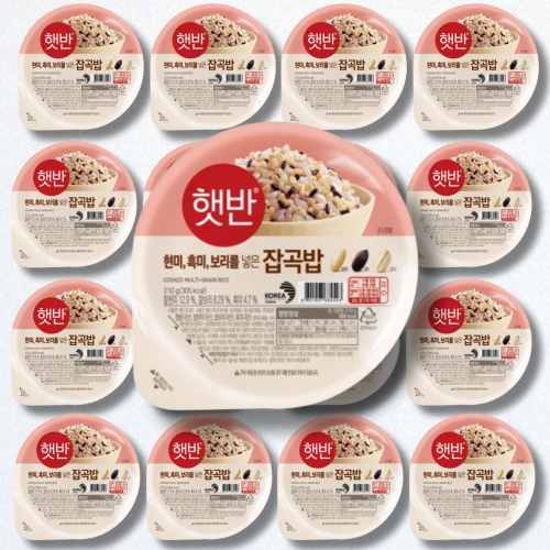 CJ제일제당 햇반 현미 흑미 보리를 넣은 잡곡밥 210g (44개)