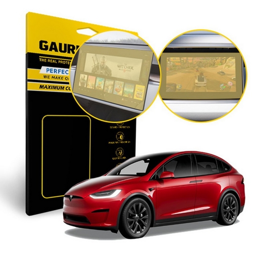 지문방지 저반사 내비게이션 리어 후석 모니터 액정보호 필름 세트 테슬라 모델X 플래드 전용