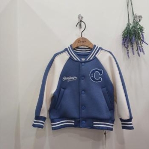 치크 소매배색 야구 점퍼 CKJA2512B 다크블루 100_이미지