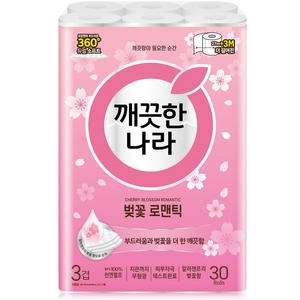 깨끗한나라 벚꽃 로맨틱 30m (30롤) (1팩)