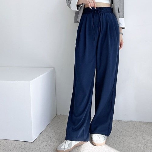 린넨 핀턱 와이드팬츠 허리밴딩 여름 시원한 바지 WEED4E7