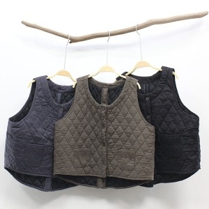 시골양품점 마미 블루누빔조끼 BU31201 겨울조끼 단색조끼 면100