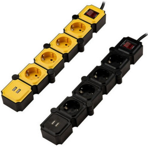 천하지엘씨 파워존 4구 16A USB 테트리스 멀티탭 (1.5m)_이미지