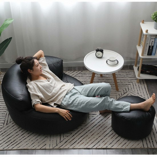 디필론 싱글 고급 가죽 빈백 1인용 (스툴포함)