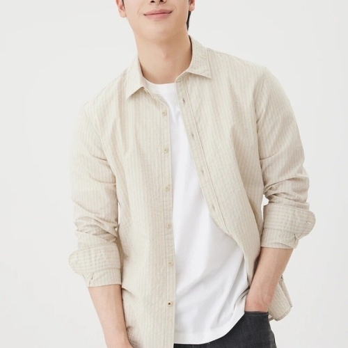 브렌우드 린넨코튼 스트라이프 캐주얼셔츠 BRSAM26431BEX_SC_이미지