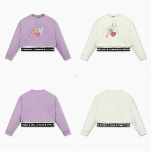 베네통 베네통키즈 키링 크롭 레이어드 맨투맨 QAMT07541m