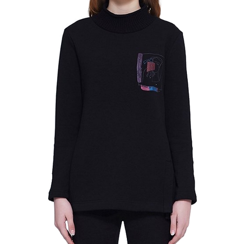 올리비아로렌 루즈핏 목폴라 프린팅 티셔츠 VVCALVW9411_이미지