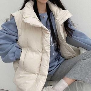 셀러허브 패션 JHP4O733_51IB 대학생 개강 룩 무지 패딩 베스트 코디_이미지