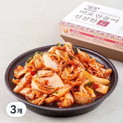 종가 바로 만들어 신선한 배추고갱이 김치 (1kg,3개)_이미지