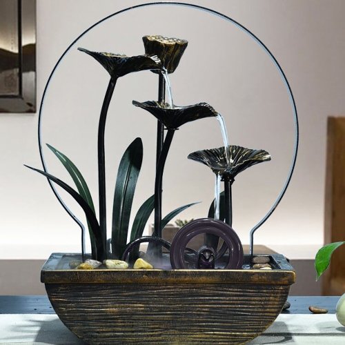 [불명] 집들이 선물 실내 연못 정원 가정용 미니 연꽃 물레방아 분수 인테리어 장식품