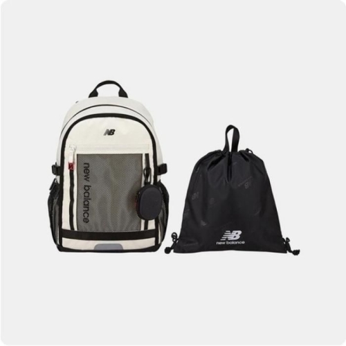 뉴발란스 키즈 CREW BAG 고학년 메쉬 포켓 가방 NK8AEF702U_Ivory