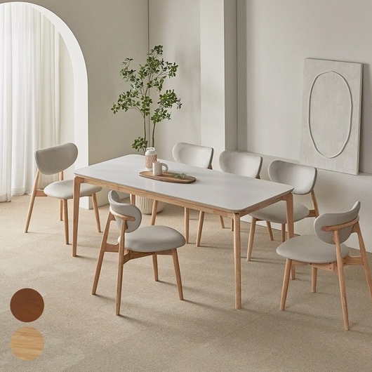 파로마 폴리니 세라믹 원목 식탁 1800 (필립D의자6개)_이미지