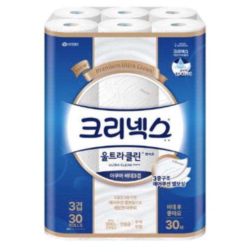크리넥스 울트라 클린 화이트 아쿠아 비데3겹 30m (30롤) (1팩)_이미지