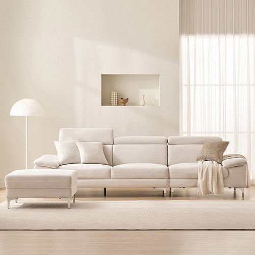 삼익가구 헤븐 헤드틸팅 아쿠아텍스 패브릭 소파 4인용 (스툴포함)_이미지