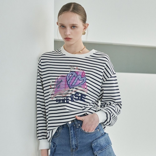 르니앤맥코이 캐주얼 하트 단가라 티셔츠 ML04TS104FJY_이미지