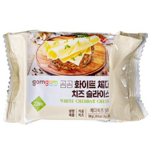 곰곰 화이트 체다치즈 슬라이스 22매입 396g (2개)_이미지